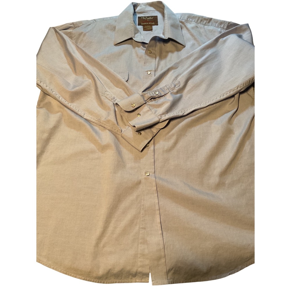 Walls‎ Ranch Wear Men's Long Sleeve Snap Button Shirt Khaki XL